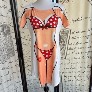 Bellady Women Funny Bikini Shirt Cover Up Baggy Fun Wear